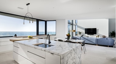 ​​​​​​​An island surrounded by sea – well it apartment, architecture, cabinetry, countertop, design, furniture, interior design, kitchen, Steve Gilosca