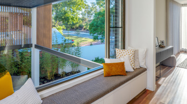 ​​​​​​​Energy efficiency was part of the design brief architecture, balcony, building, door, floor, furniture, glass, home, house, interior design, property, real estate, room, window, gray