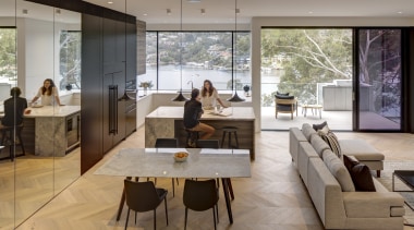 Tinted glass mitigates the midday sun in the 