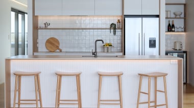 The fridge stands out in the design – 