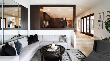 The kitchen is close to the living area 