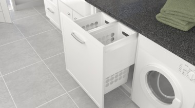 Deluxe pull out laundry units with plastic baskets clothes dryer, floor, home appliance, laundry, major appliance, plumbing fixture, product, tile, toilet, toilet seat, washing machine, white