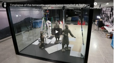 Terracotta Warriors enclosure – Te Papa museum, Wellington gray, black