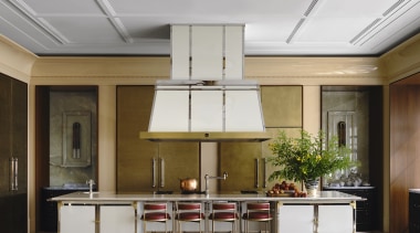 A giant La Cornue range and accompanying rangehood 