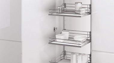 The Vauth Sagel VS TAL Gate pull out bathroom accessory, black and white, display case, furniture, product, shelf, shelving, structure, gray, white