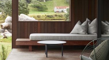 Large overhangs protect from the weather, effectively expanding 