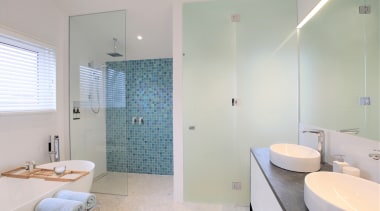This bathroom by architect and owner Richard Dalman, 