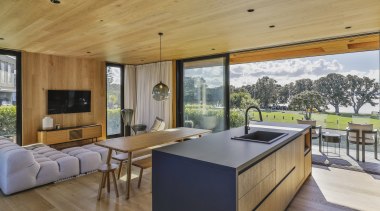 The architect designed an L-shaped pavilion, with the 