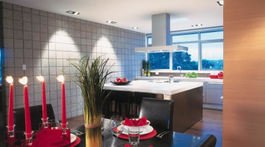 The master bedroom is positioned to command an ceiling, interior design, room, table, white