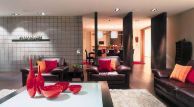 The open-plan kitchen-dining area was designed with entertaining ceiling, interior design, living room, real estate, room, table, gray