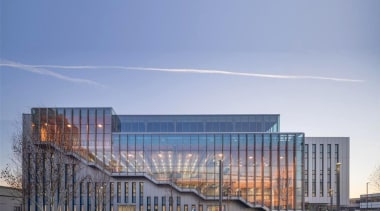 The UK's tallest timber commercial building succeeds in architecture, building, commercial building, corporate headquarters, facade, headquarters, mixed use, residential area, sky, teal