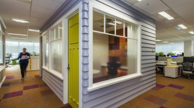 COMMERCIAL INTERIOR OFFICE AWARD  With an extensive real estate, window, gray, brown