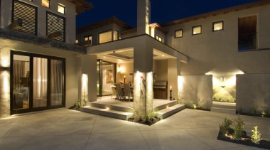 160mangawhai 2 - mangawhai_2 - architecture | building architecture, building, courtyard, estate, facade, home, house, landscape lighting, lighting, property, real estate, villa, brown