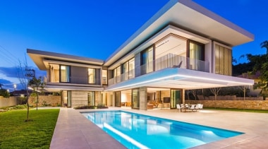 Metropole Architects have recently completed a new house architecture, elevation, estate, facade, home, house, mansion, property, real estate, residential area, sky, swimming pool, villa, window