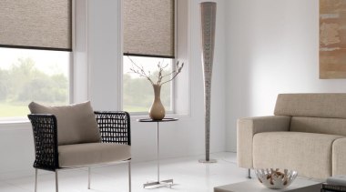 luxaflex roller blinds - luxaflex roller blinds - chair, coffee table, couch, floor, flooring, furniture, interior design, living room, loveseat, shade, table, wall, window, window blind, window covering, window treatment, gray