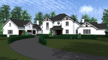 Stout - building | cottage | elevation | building, cottage, elevation, estate, facade, farmhouse, grass, home, house, land lot, landscape, landscaping, lawn, neighbourhood, plant, property, real estate, residential area, roof, siding, suburb, tree, yard, teal