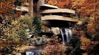 From its daring cantilevers to its corner window autumn, leaf, nature, plant, reflection, state park, tree, water, water feature, watercourse, brown