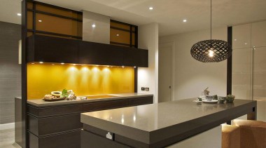 JAG Kitchens - Earth, fire, water and air cabinetry, countertop, interior design, kitchen, lighting, under cabinet lighting, brown, black