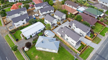 Eight new homes in the Richardson-Howell development, owned aerial photography, bird's eye view, estate, home, house, neighbourhood, property, real estate, residential area, suburb, urban design, gray