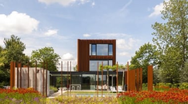 The Corten House, Kontich (Antwerp), BelgiumDMOA architecten architecture, cottage, elevation, estate, facade, home, house, property, real estate, residential area, villa, brown, teal