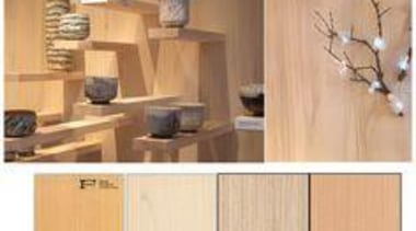 Light, natural rotary veneers at Elisabeth Leriche’s trend floor, flooring, furniture, hardwood, laminate flooring, plywood, product, product design, shelf, shelving, tile, wall, wood, wood flooring, wood stain, orange