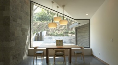 Kim Residence 02 - Kim Residence 02 - architecture, ceiling, dining room, home, house, interior design, property, real estate, room, table, window, gray, brown, black