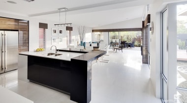 Kitchen design. - The Haven Display Home - architecture, countertop, floor, house, interior design, kitchen, real estate, white, gray