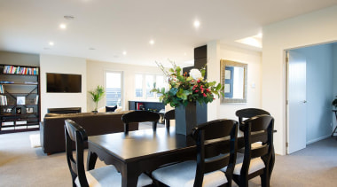 For more information, please visit www.gjgardner.co.nz dining room, home, interior design, property, real estate, room, table, gray