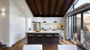 The new kitchen storage frees up space and architecture, ceiling, daylighting, house, interior design, real estate, gray, brown