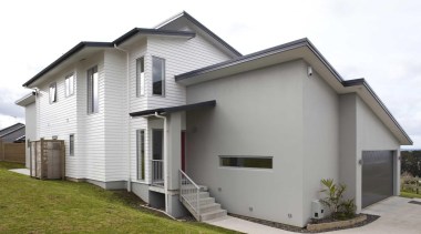 View from outside - Exterior - building | building, elevation, facade, home, house, property, real estate, residential area, siding, white, gray