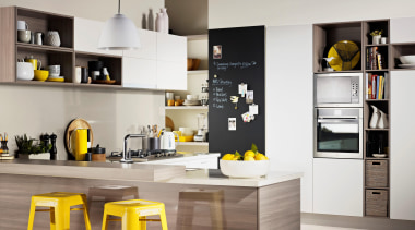 This kitchen sings of Springtime with Melteca Cinnamon countertop, cuisine classique, furniture, interior design, kitchen, product design, gray