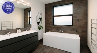 Beautifully tiled bathroom with a touch of greenery bathroom, home, interior design, room, white, black