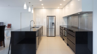 black granite, glass splashback, designatek gloss, designatek textured, architecture, cabinetry, countertop, floor, interior design, kitchen, product design, real estate, room, gray