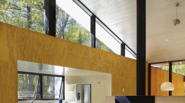 This fireplace is a cabin must-have - This architecture, ceiling, daylighting, floor, house, interior design, living room, gray, brown