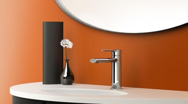 vivid slimline - Our Product - angle | angle, bathroom, bathroom accessory, bathroom cabinet, bathroom sink, furniture, interior design, orange, plumbing fixture, product, product design, sink, tap, white, black