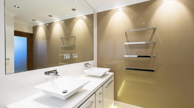 Winner Bathroom Design of the Year 2013 Western architecture, bathroom, ceiling, countertop, floor, interior design, product design, room, sink, white, brown