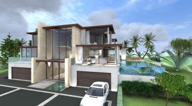 10 palm view terrace  concept hsuntitled path3.jpg architecture, building, elevation, estate, facade, family car, home, house, property, real estate, residential area, villa, teal