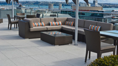 RAK Stone series outdoor tiles here in 600x900x20mm chair, furniture, table, gray