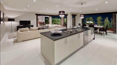 Metricon Homes Jet Black - Jet Black™ - countertop, floor, interior design, kitchen, property, real estate, gray