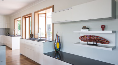 IMGL0216-36 - Riverlinks Road, Two separate kitchens in architecture, countertop, interior design, kitchen, living room, product design, gray