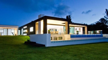 A contemporary house design by Design House Architecture architecture, cottage, elevation, estate, facade, home, house, property, real estate, residential area, villa, blue