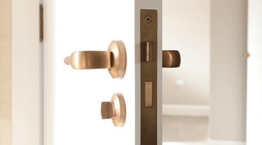 Cobra Levers on F Roses, with thumb turn door handle, lock, product design, white