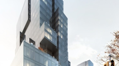 ODA New York has spent the past decade apartment, architecture, building, commercial building, condominium, corporate headquarters, daytime, facade, headquarters, metropolis, mixed use, reflection, sky, skyscraper, tower block, white