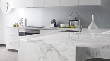 180fx carerra marble 1.jpg - 180fx_carerra_marble_1.jpg - countertop countertop, floor, furniture, home appliance, interior design, kitchen, product design, table, tap, tile, wall, gray, white