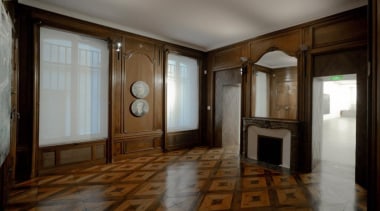 The Vincent Van Gogh Foundation is the result ceiling, estate, floor, flooring, interior design, property, real estate, room, window, wood, wood flooring, brown, gray