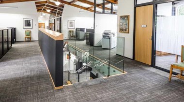 Acoustic solutions for the renovated ClockTower Building at floor, flooring, real estate, wood flooring, gray, white