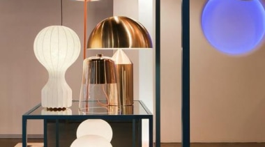 Euroluce has opened a new Melbourne Light Studio ceiling, furniture, interior design, lamp, lampshade, light, light fixture, lighting, lighting accessory, product design, table, brown, black