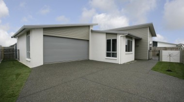 Award winning 'Bridget' town house in plaster and asphalt, building, elevation, estate, facade, garage, home, house, property, real estate, residential area, siding, gray