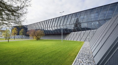Architect: SuperformPhotography by Miran Kambič architecture, building, campus, corporate headquarters, facade, grass, headquarters, house, lawn, plant, real estate, roof, sport venue, stadium, structure, white