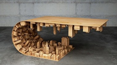 The wave city coffee table - The wave furniture, product design, table, wood, gray